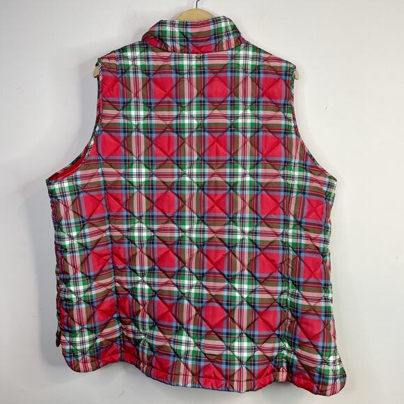 Lands End FeatherFree Quilted Insulated Puffer Vest Red Plaid Womens Plus 3X - Picture 8 of 14